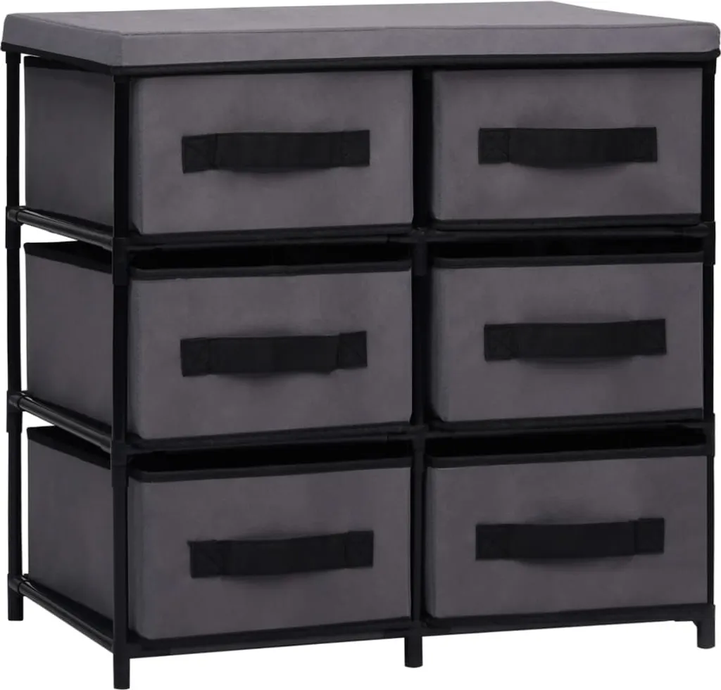 Meuble 6 tiroirs en acier robuste 55x29x55 cm - Finition gris mat