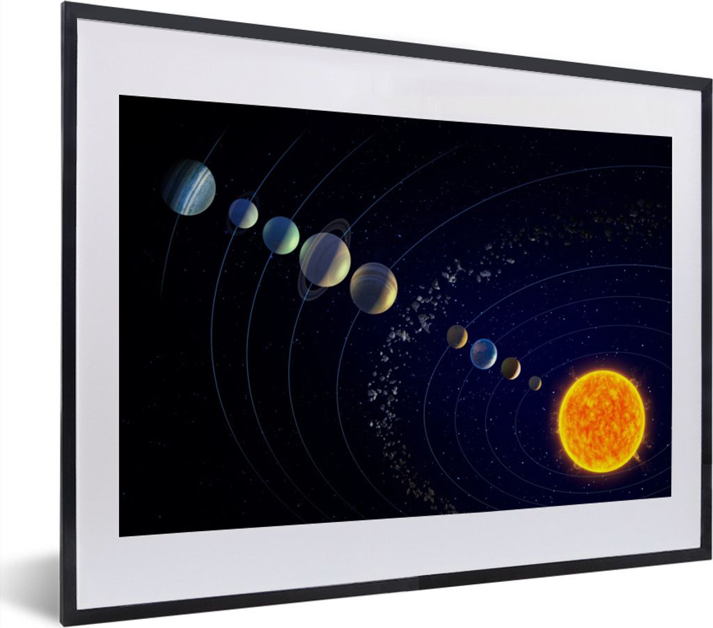 MuchoWow MuchoWow Gerahmtes Poster Eine Illustration des Sonnensystems 40x30 cm - Poster mit zchwarzem Bilderrahmen - Bilderrahmen - Poster im ...