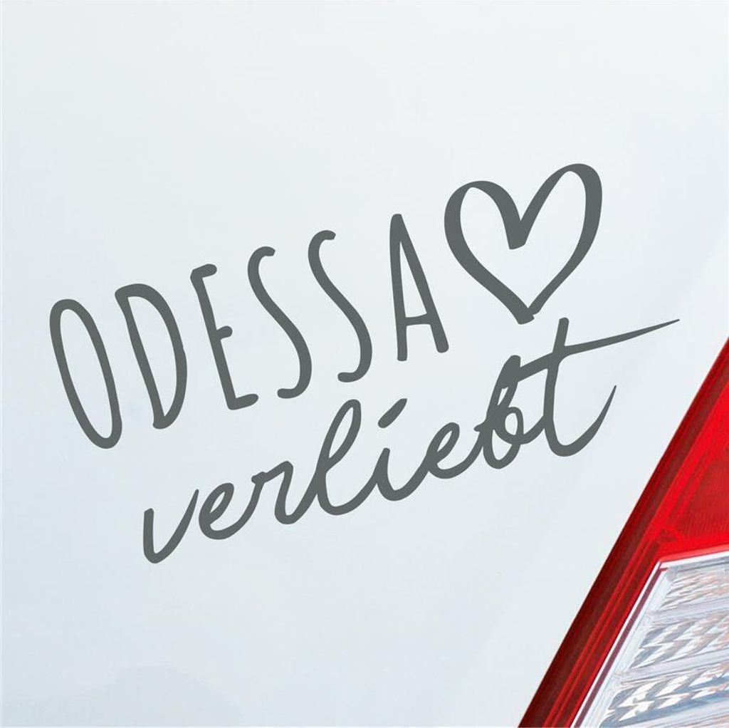Auto Aufkleber Odessa verliebt Herz Stadt Heimat Liebe Car 19x9 cm Grau Sticker Heckscheibenaufkleber