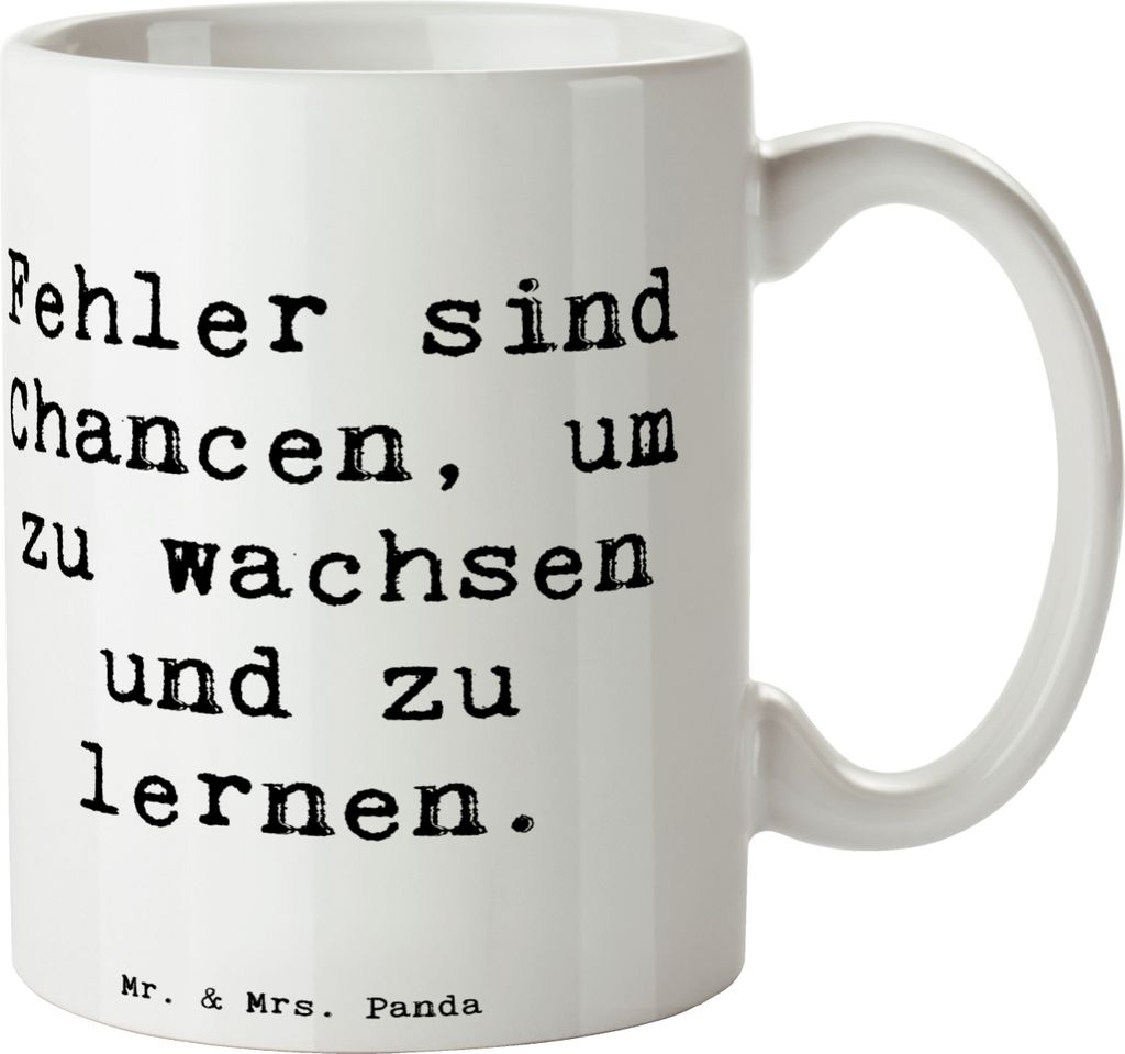 Mr. & Mrs. Panda Teetasse Spruch Fehler lernen wachsen - Weiß - Geschenk, Zuversicht, kaffeetasse keramik, schöne tasse, Mut, Optimismus, kaffeeb...