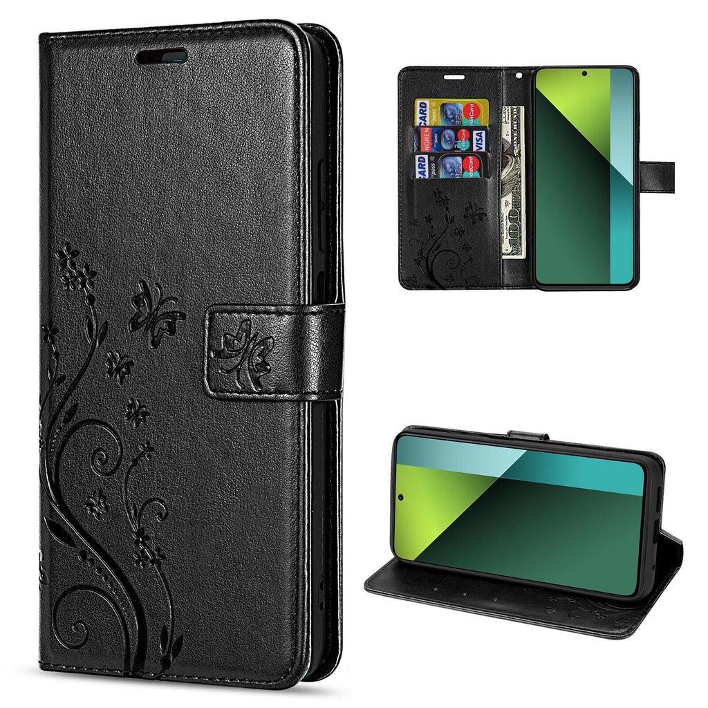 Hülle Xiaomi Redmi Note 13 Pro 5G Handy Tasche Handyhülle Wallet Case Flip Cover Schwarz