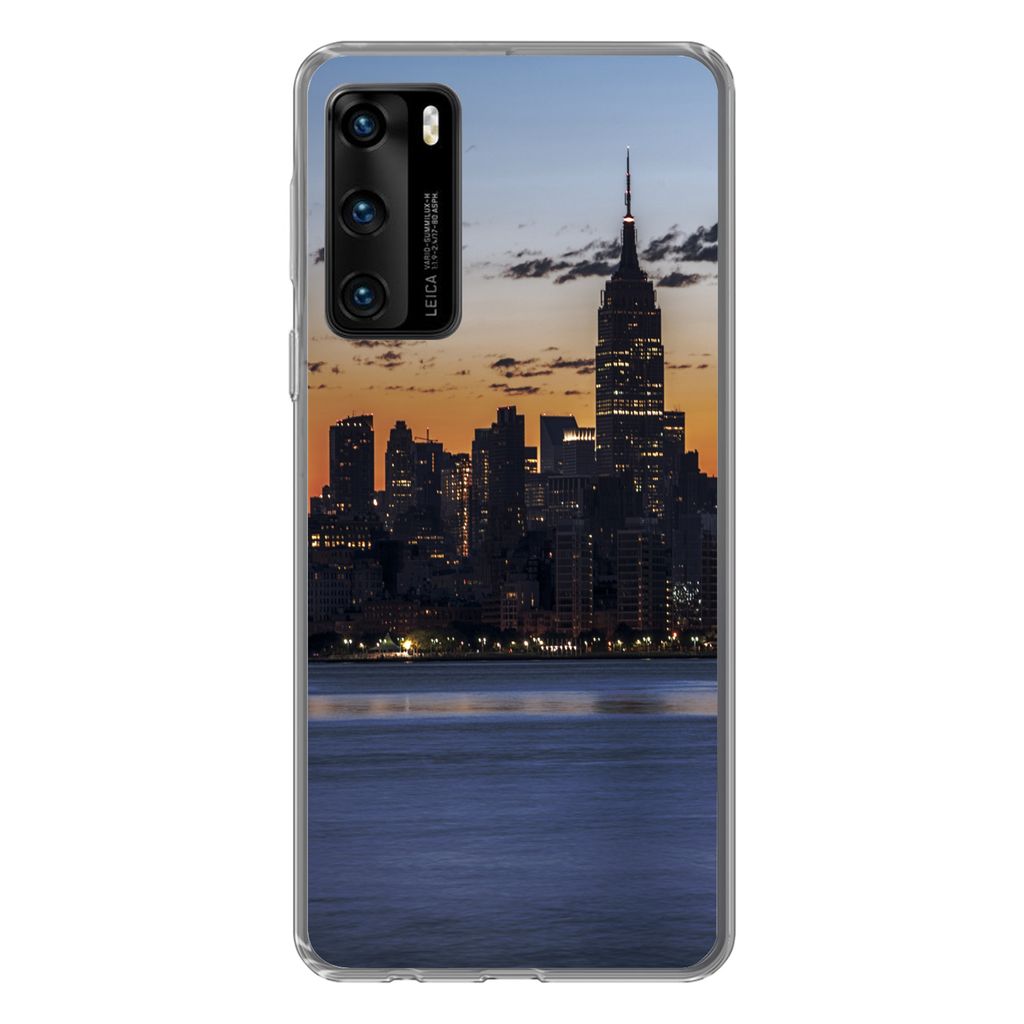 MuchoWow Handyhülle Schutzhülle Hülle für Huawei P40 New York - Skyline - Amerika Silikon Softcase Handy Hülle - Handytasche