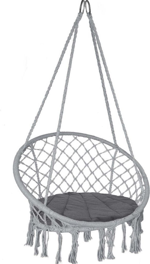 VOUNOT Hängesessel mit Kissen, Boho Hängestuhl zum Aufhängen Hängeschaukel für Erwachsene und Kinder, Indoor und Outdoor, Grau
