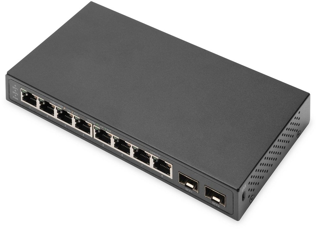 DIGITUS Switch 8-Port Gigabit + 2xSFP unmanaged schwarz