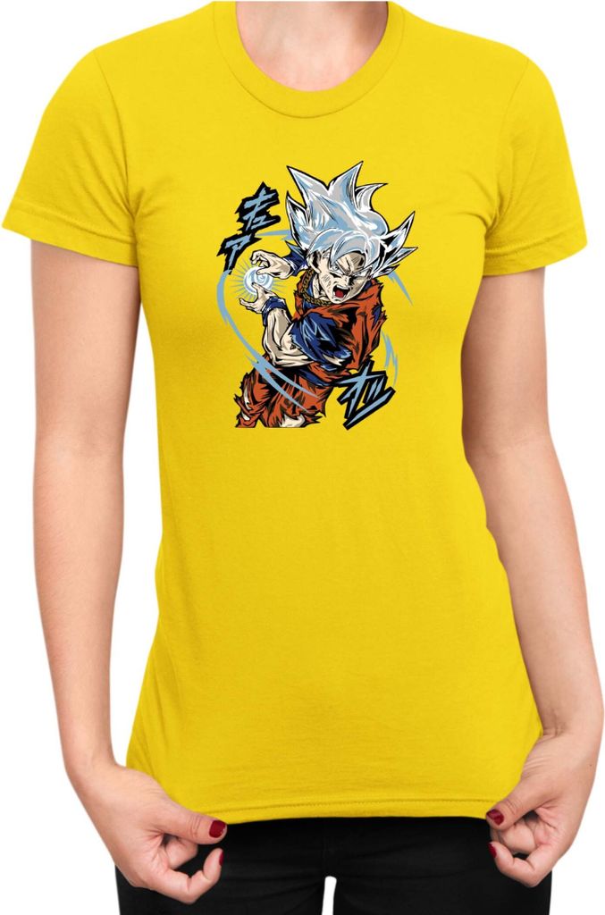 Damen T-Shirt Dragon Anime Manga Ball Z Goku 40, Lady XS / Gelb