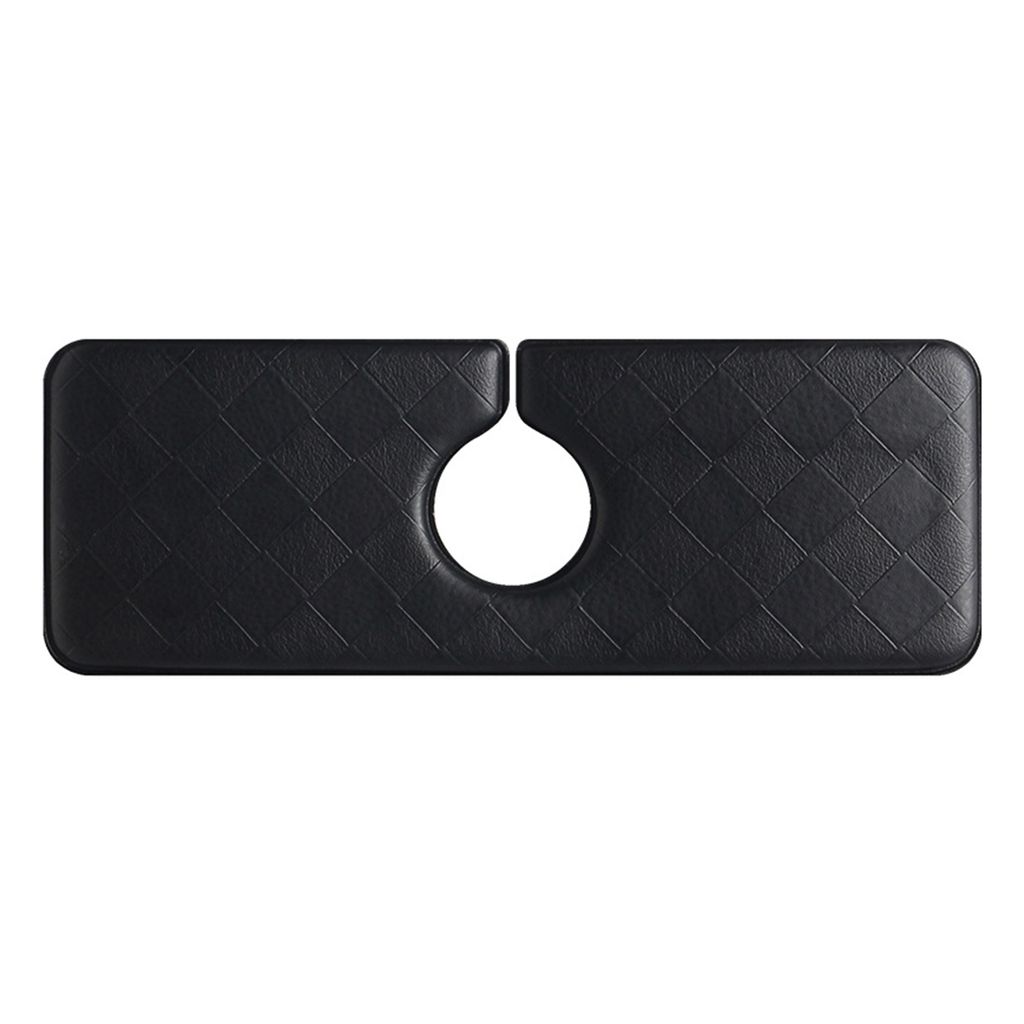 wasserdichte, reißresistente Wasserhahnmatte Faux Leder Praktische nicht klingelende Spüleschalter für Zuhause-Schwarz