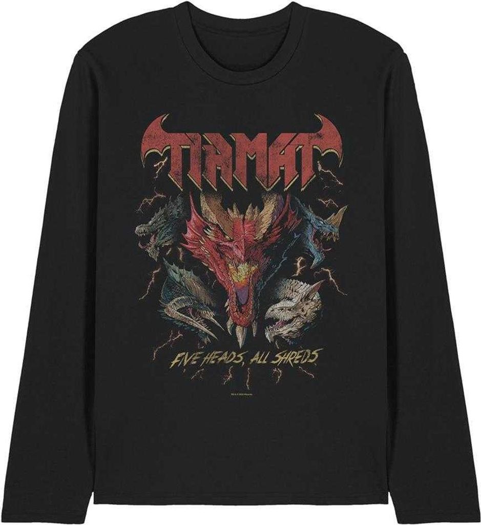 Dungeons & Dragons - "Five Heads" T-Shirt für Herren/Damen Uni, Langärmlig TV30567 (L) (Schwarz)