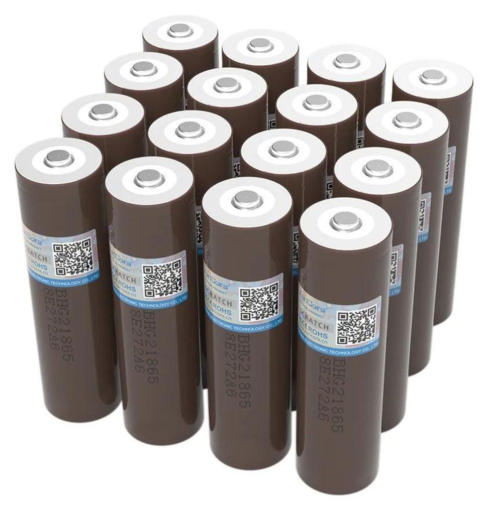 18650 Lithium-Ionen Akku - HG2-18650 wiederaufladbar - 3,7V - 3000mAh - 20A Hochstrom - Button Top - Für Taschenlampe und Heimenergie - 16er Pack