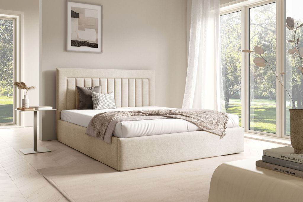 Gepolstertes Doppelbett 140x200 TAISA 1 - creme