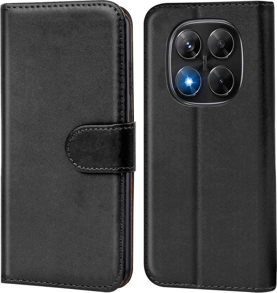 Conie Klapp Tasche für Xiaomi Redmi Note 14 Pro Plus 5G Kartenfach Rundumschutz Hülle in Schwarz