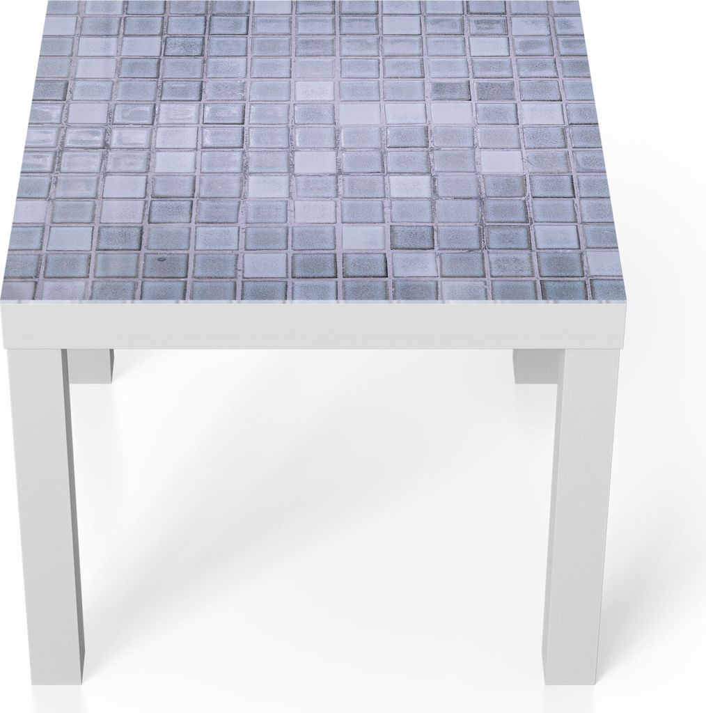 DEQORI Couchtisch 55x55 cm Weiß 'Quadratische Fliesen' Glas Beistelltisch