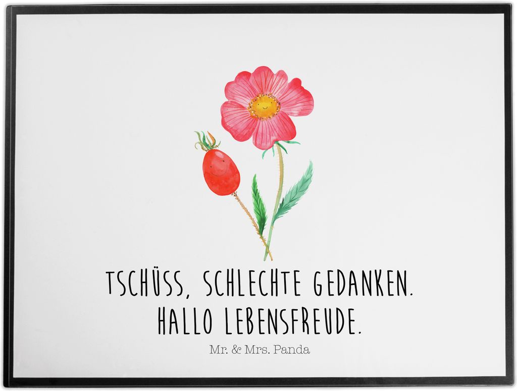 Mr. & Mrs. Panda Schreibunterlage Blume Hagebutte - Weiß - Geschenk, Garten, Schlechte Gedanken, schreibtischunterlage, Unterlage Schreibtisch, sc...