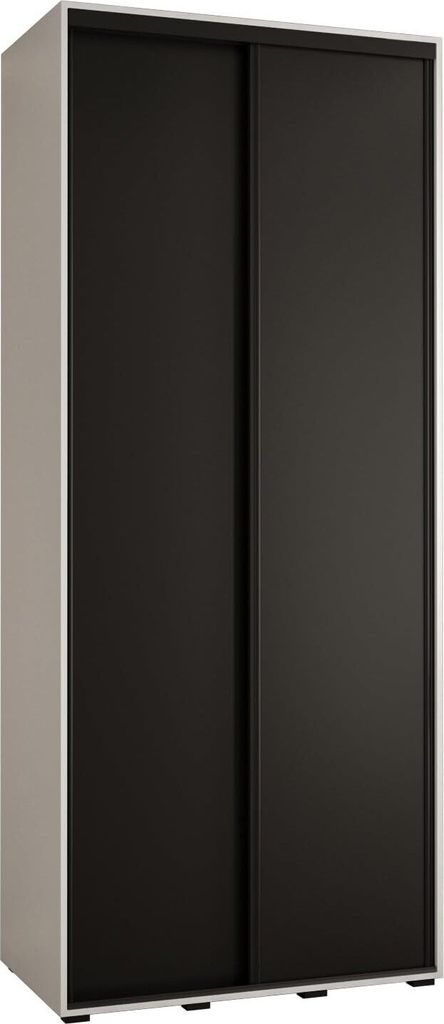 MEBLE KRYSPOL Cannes 1 Schrank mit 2 Schiebetüren - 205,2x100x45 cm - Weiß Schwarz Schwarz