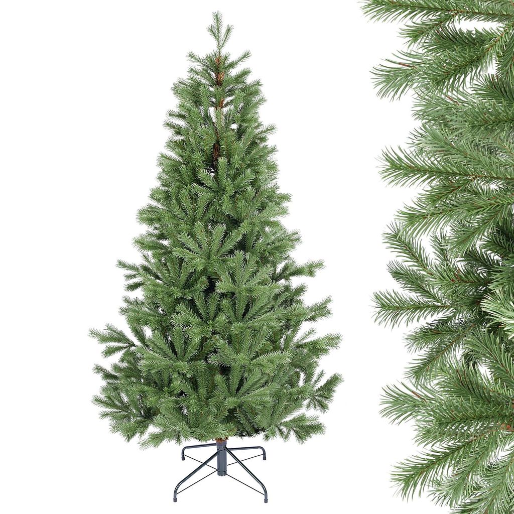 Salcar 180 cm Künstlicher Weihnachtsbaum Tannenbaum Fichte mit Metallständer und Klappsystem, mit 806 PE Spitzen und 446 PVC Spitzen