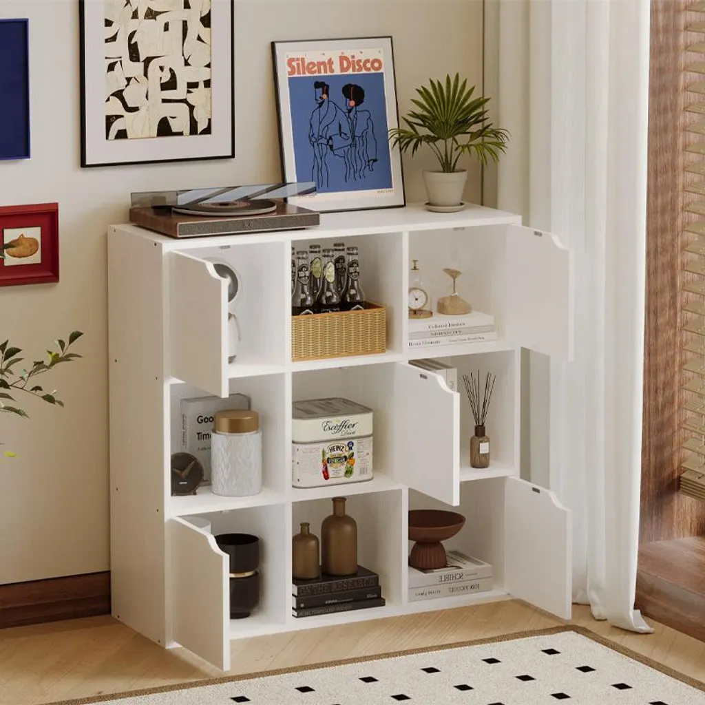 Étagère Blanche 9 Niveaux Style Loft avec Structure Renforcée et Design - 7