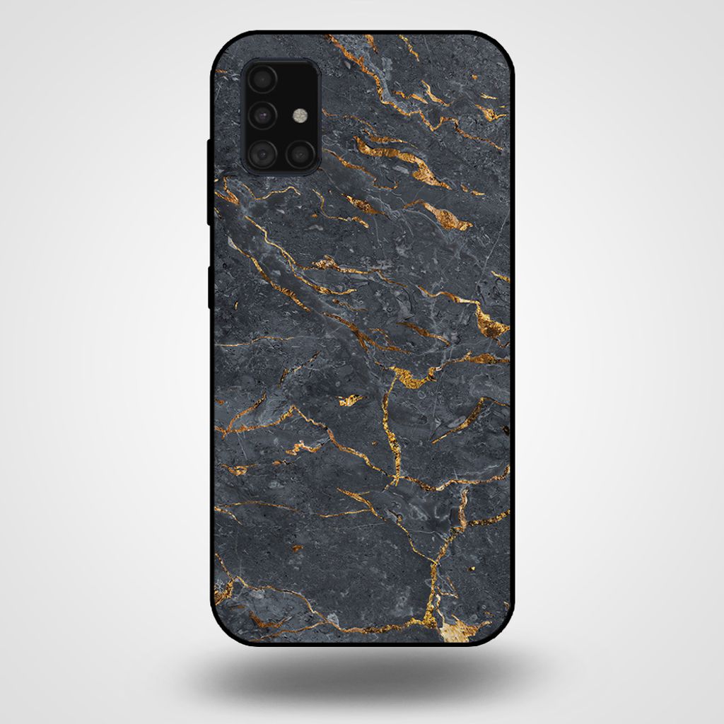 Smartphonica Handyhülle für Samsung Galaxy A51 mit Marmordruck - TPU-Hülle mit Marmor-Design - Gold Grau