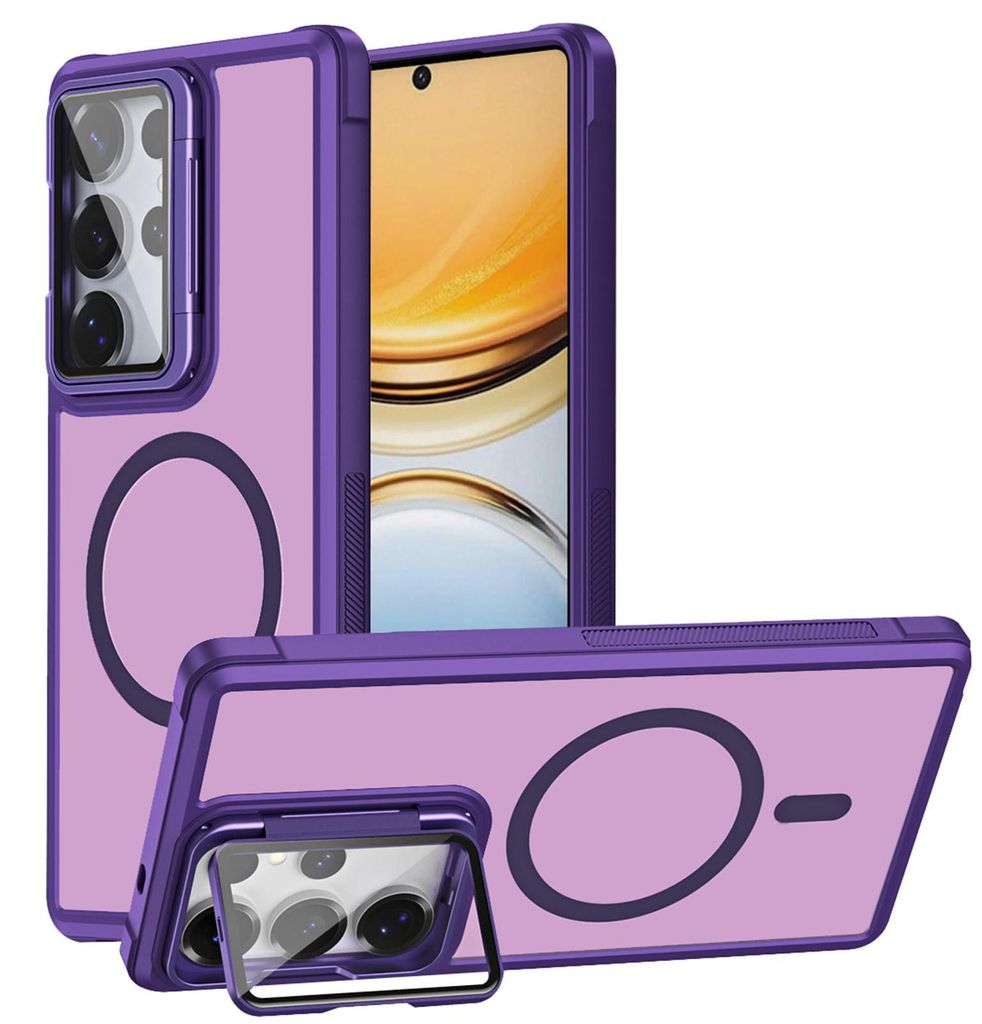Schutzhülle für Samsung Galaxy S26 Ultra Hülle, Metallring für Wireless Laden klappbarer Kamera Schutz Glas Ständer