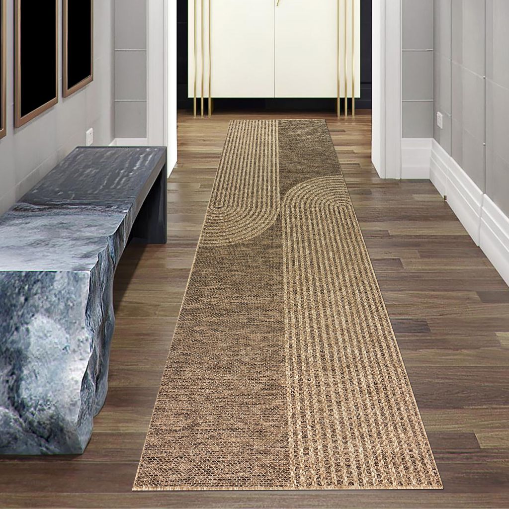 Tapis moderne beige-marron pour l'intérieur et l'extérieur Image du produit 