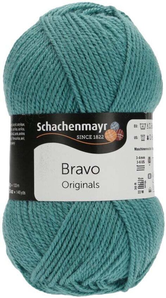 A ball of teal yarn with a label.