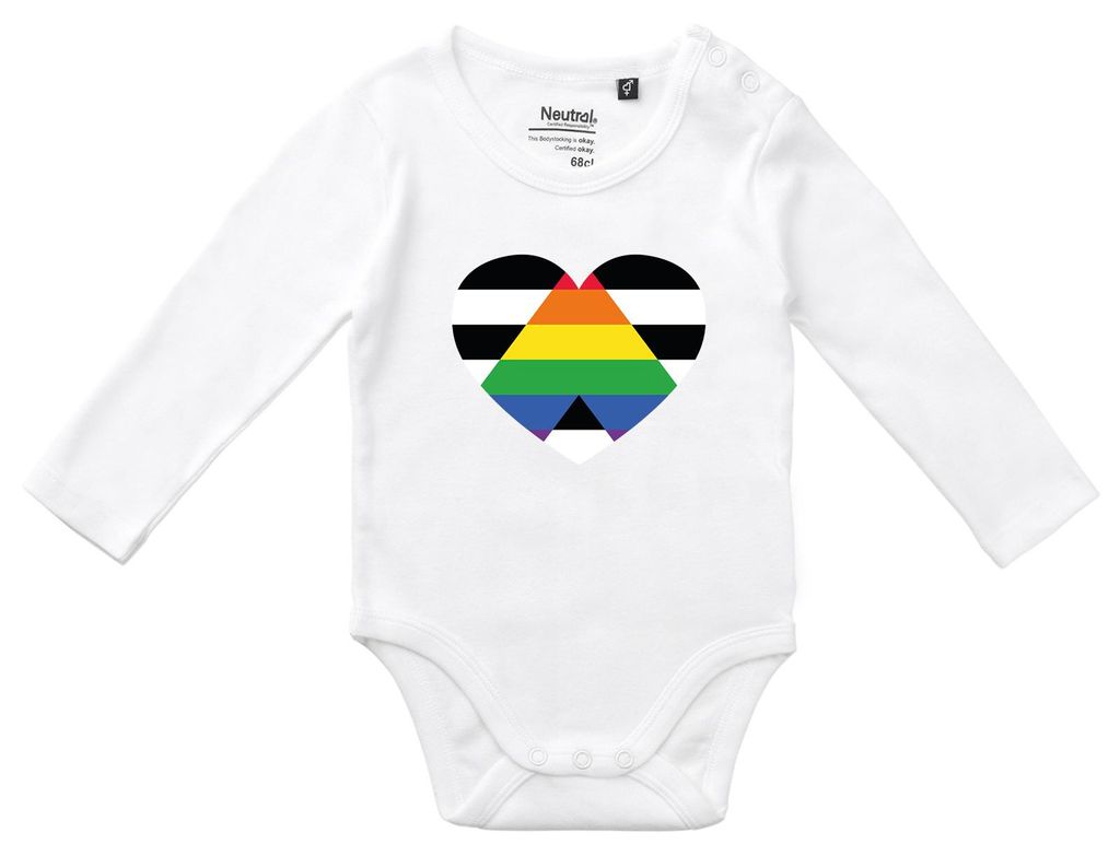 Huuraa Baby Body Straight Ally Flagge LGBTQ Herz 74 White Baumwolle Fairtrade Langarmbody Geschenkidee