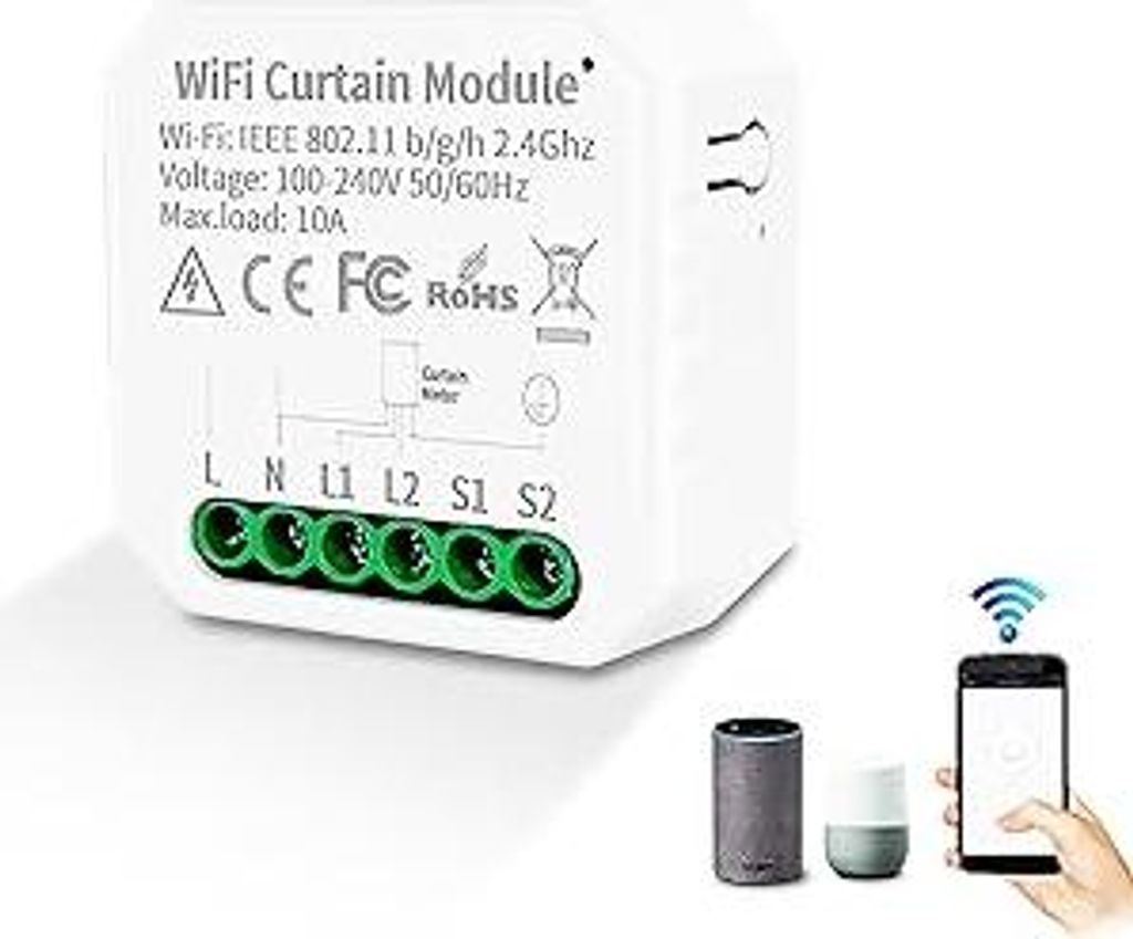 Wlan Smart Rolladenschalter Modul Tuya WiFi Rolladen Jalousien Zeitschaltuhr Schalter für Rollladenmotor Kompatibel mit Google Assistant Smart Lif...