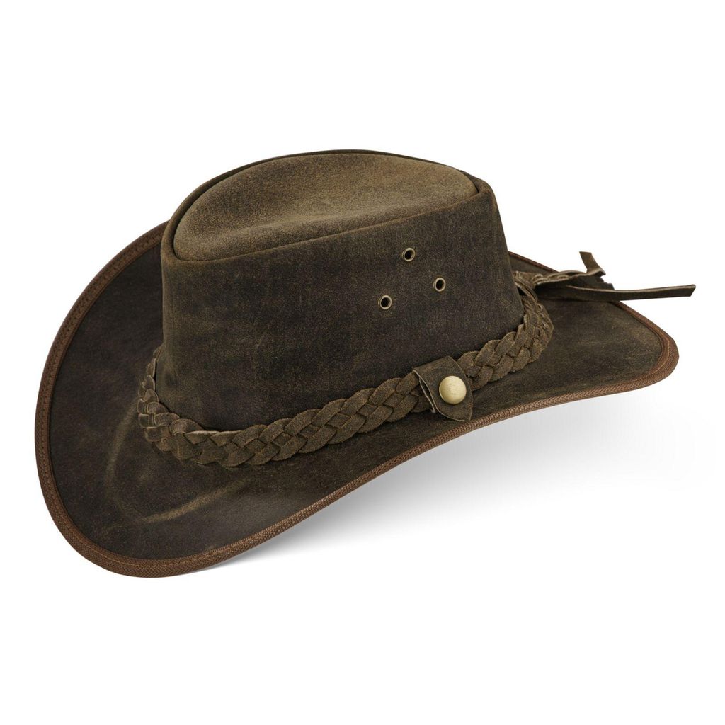 TEXAS Uni Western Reiten Cowboy Leder Hut Vintage Brown Größe S