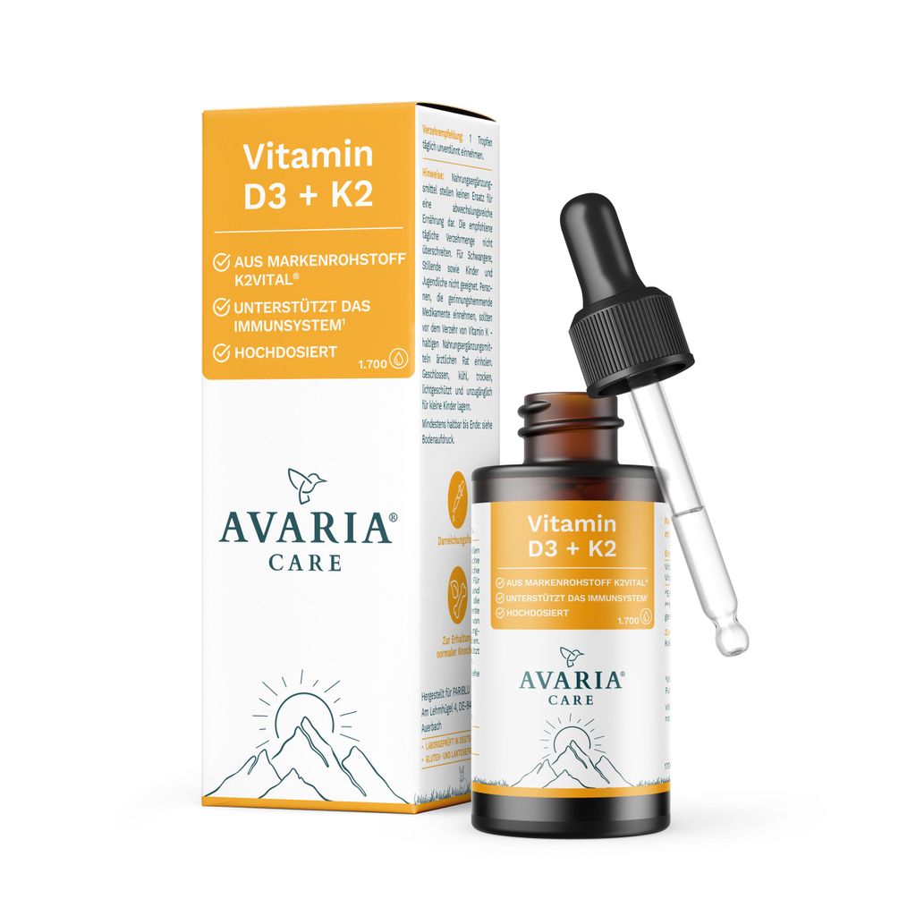 Vitamin D3 + K2 Tropfen 1700 - 1000 IE hochdosiert, vegan, K2VITAL , 50 ml