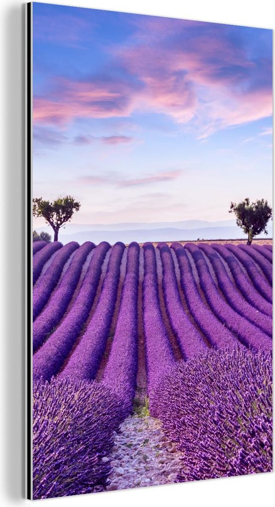 MuchoWow Wanddekoration Metall Metallbild Wandkunst 40x60 cm Lavendel - Natur - Lila - Bäume - Blumen MuchoWow Aluminium Gemälde - Wanddekoration...