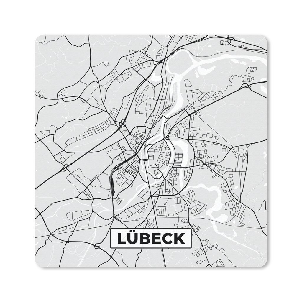 MuchoWow Mauspad Mousepad Deutschland - Stadtplan - Lübeck - Karte 30x30 cm - Mousepads - Maus Mat - Pad - Mausunterlage - Gaming