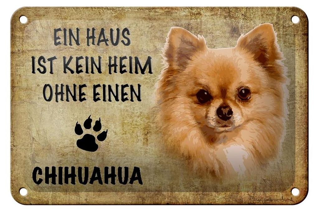 Blechschild Spruch 18x12cm Chihuahua Hund ohne kein Heim Produktbild 