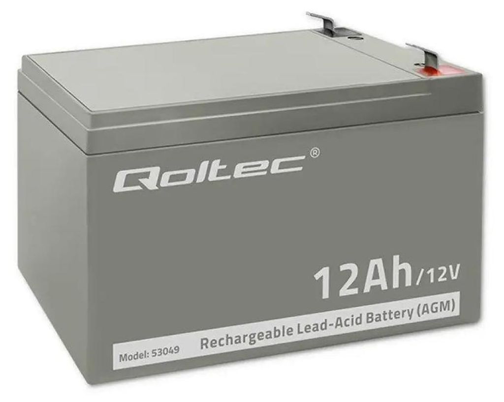 Qoltec 53049, VRLA AGM, 12 V, 1 szt., Szary, 12 Ah, 10 Zdjęcie produktu 