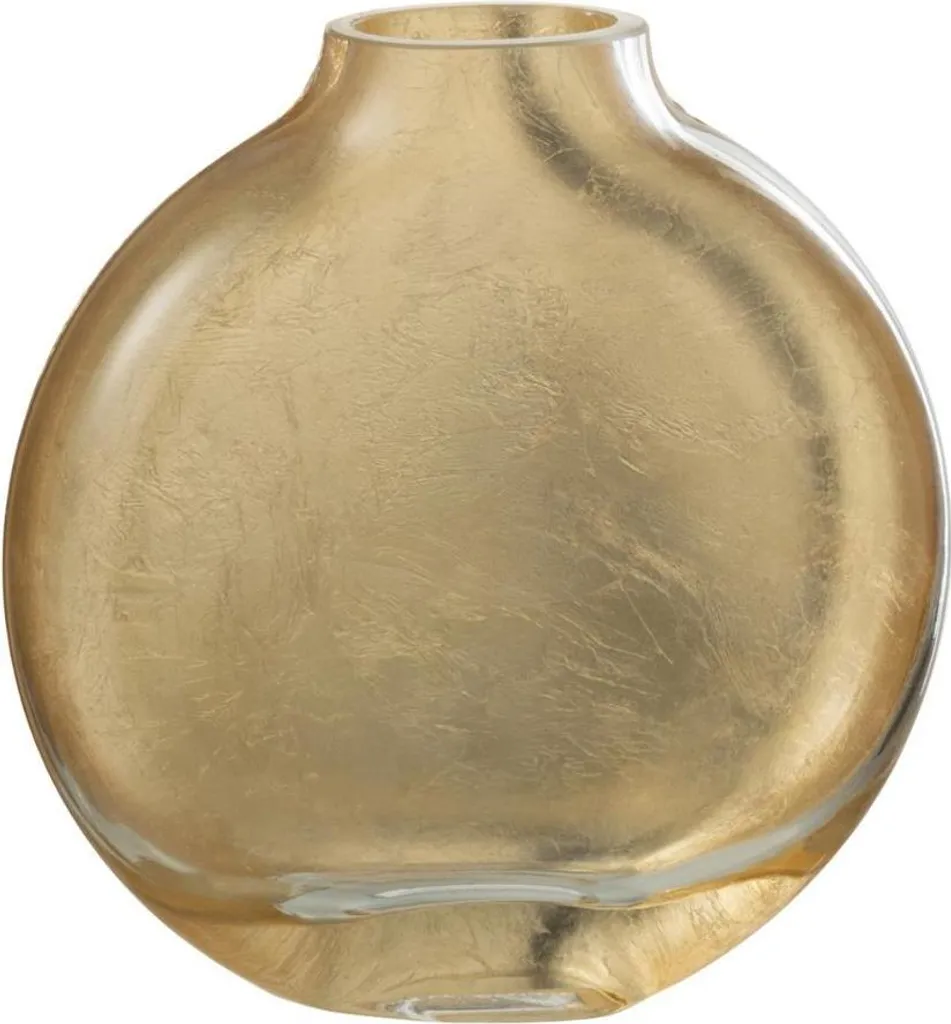 J-Line Vase Miki en verre transparent et bordure dorée taille Small