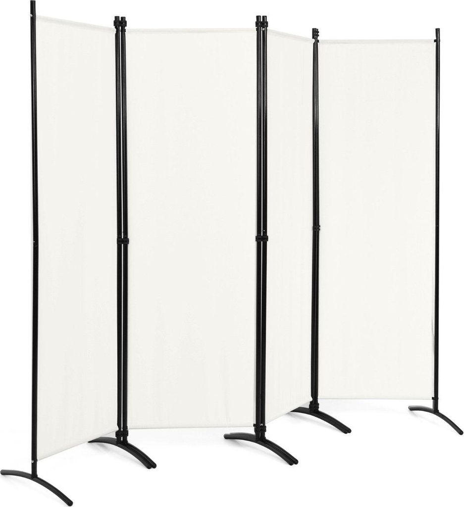 4-teiliger Klappbarer Trennwand Sichtschutz für Zuhause Büro 220 x 51 x 173 cm Weiß