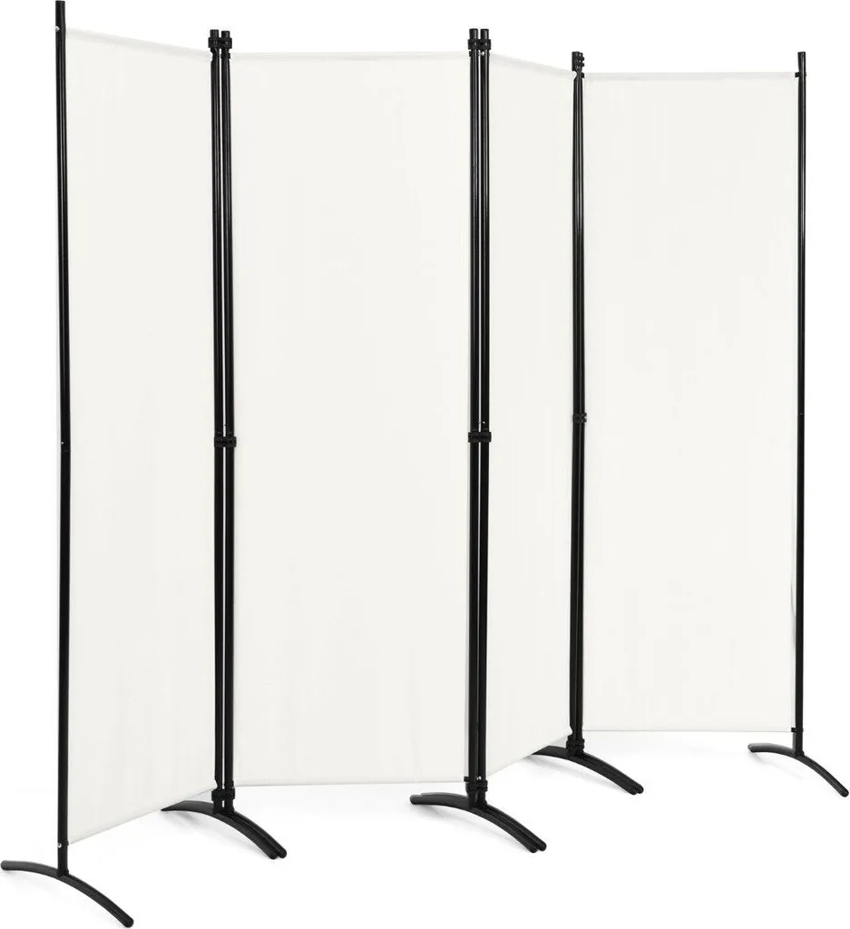 Séparateur de pièce blanc pour télétravail paravent 4 pans pliable 220cm