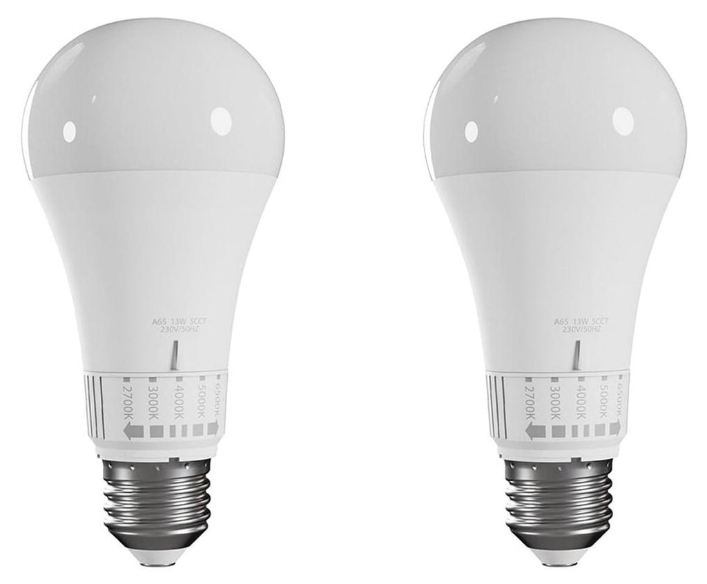 Spectrum LED-Lampe A60 E27 - 13 W - 230 V - 1500 Lumen - 2700-6500 K (einstellbar) - Ø 65 mm - Für Decken-, Tisch- oder Stehlampen - 2 Stück