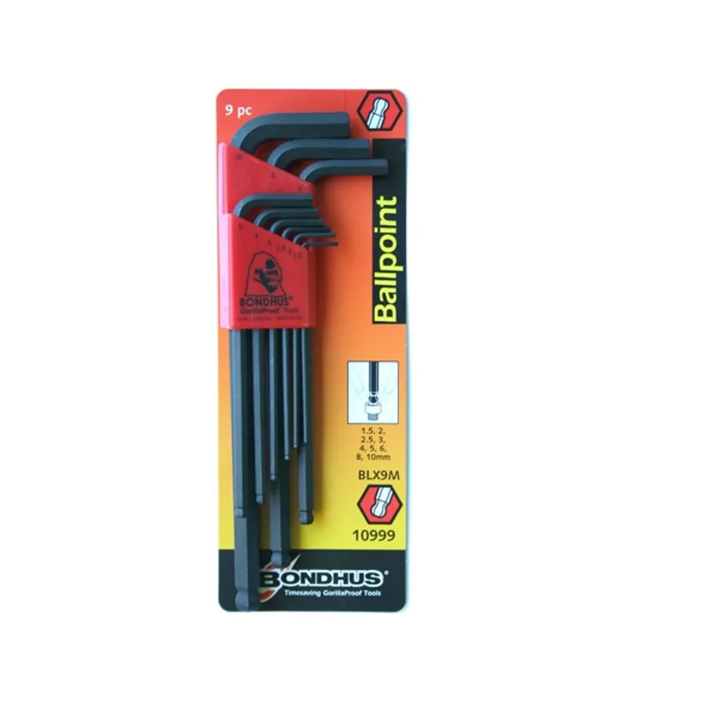 Bondhus Set Chiavi Maschio Pieghe con Testa a Sfera 9 pz 1.5-10mm