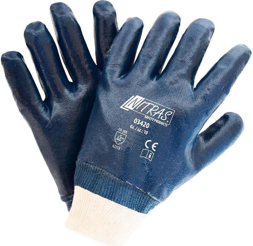 NITRAS Nitrilhandschuhe, blau, EN 388 Baumwoll-Jersey | Packung (12 Paare)