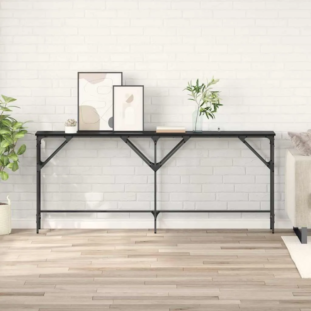 Consolle Ingresso Lunga 180 cm - Stile Industrial Nero e Rovere - 3