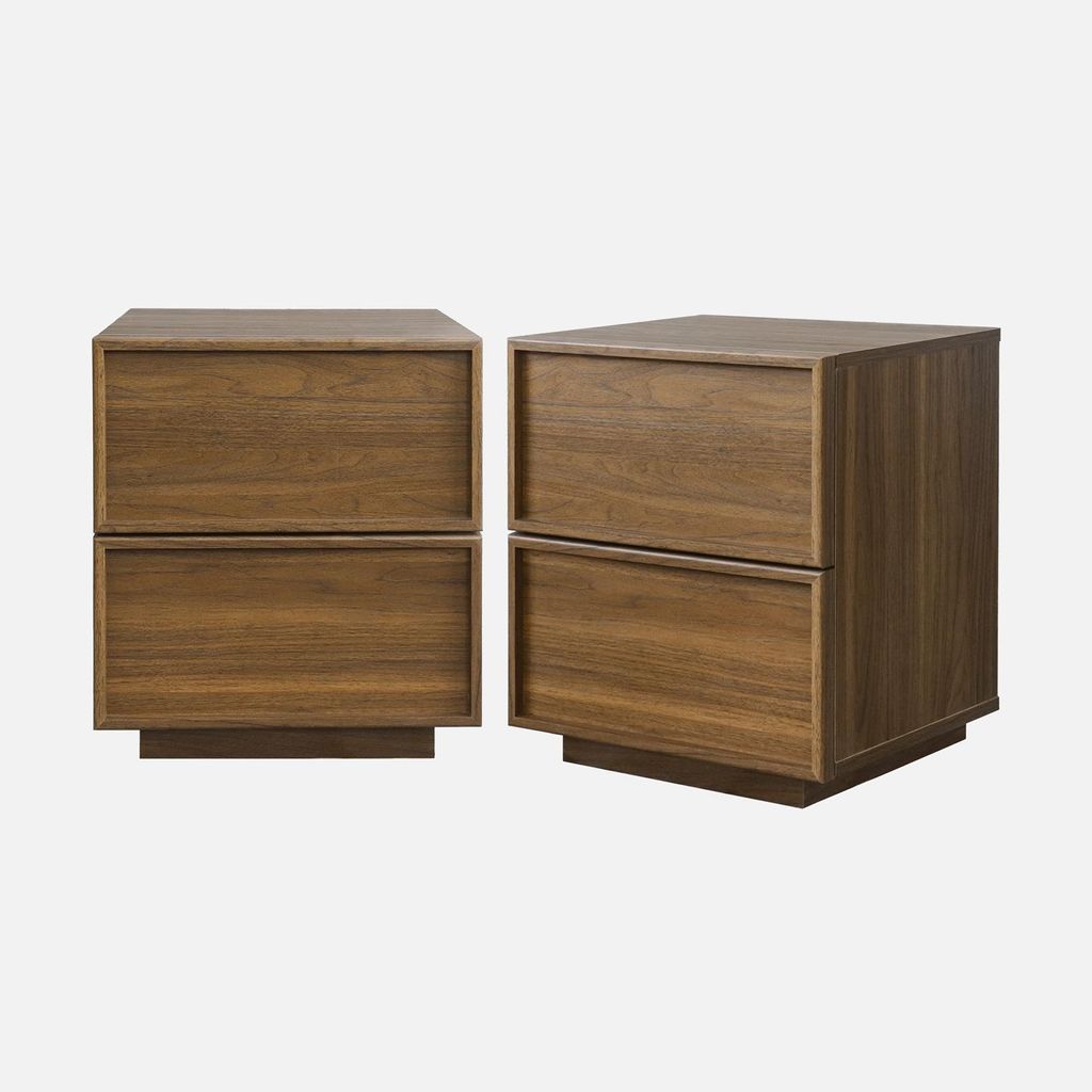 sweeek - 2er-Set Nachttische mit Holzlook und 2 Schubladen Produktbild 