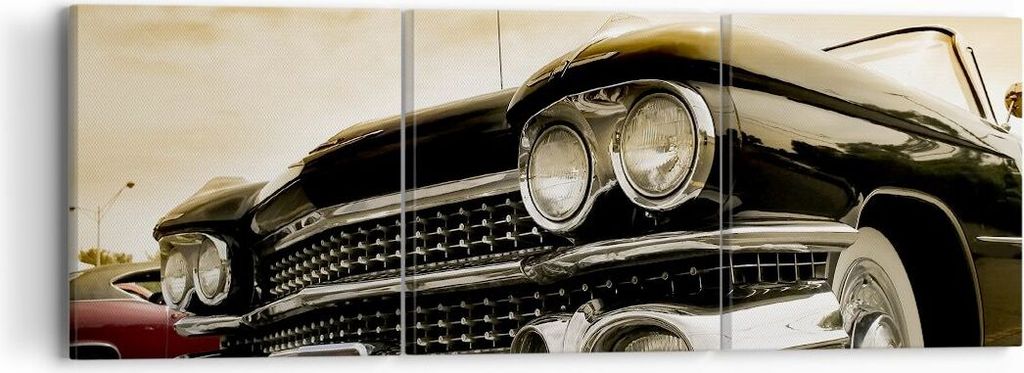 Bild auf Leinwand - Leinwandbild - Auto Chrom Rad - 90x30cm - Wand Bild - Wanddeko - Wandbilder - Leinwanddruck - Bilder - Kunstdruck - Wanddekorat...