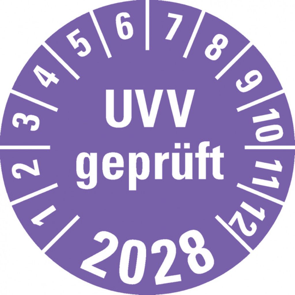 Dreifke Prüfplakette UVV 2028, violett, Dokumentenfolie, selbstkl., ...