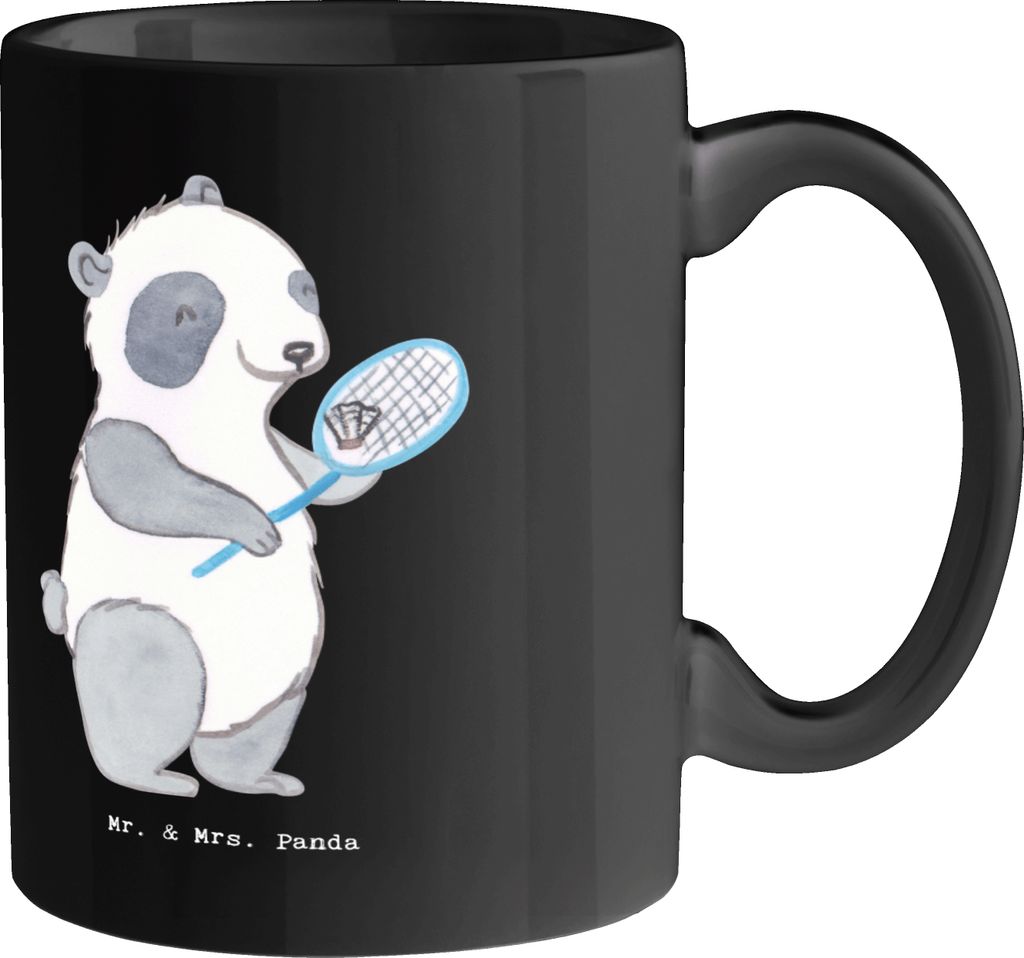 Mr. & Mrs. Panda Trinkbecher Badminton Trainerin - Schwarz Produktbild 