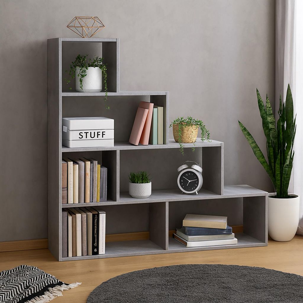 Stufenregal in Beton Raumteiler Bücherregal 114 x 114 x 30 Produktbild 