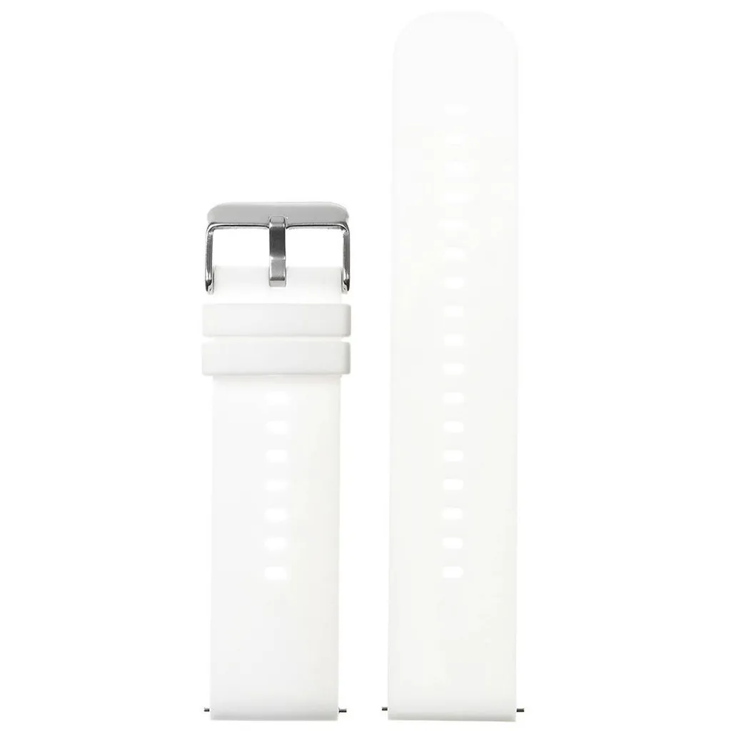 Bracelet montre U27 blanc 22mm silicone souple avec boucle argentée