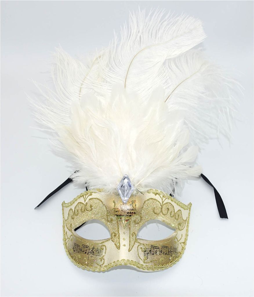 Maske Venedig mit Musiknote und Feder Produktbild 