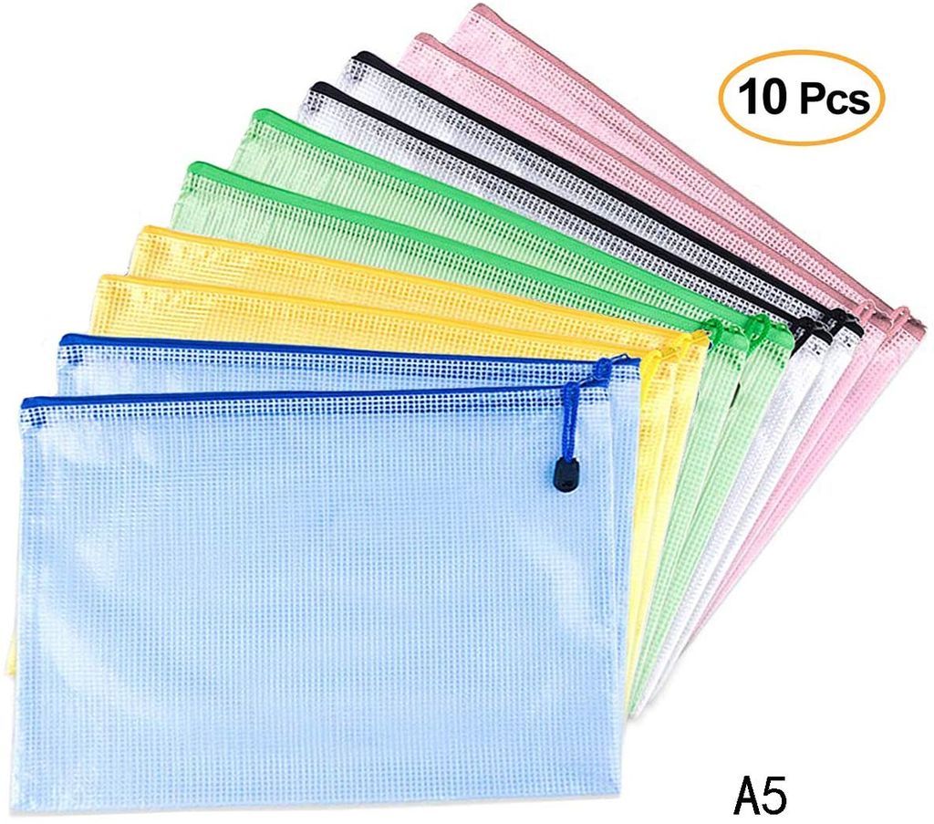 5 x A4 Dokumententasche Aufbewahrung PVC Tasche Reißverschlusstasche Zipper Bag 