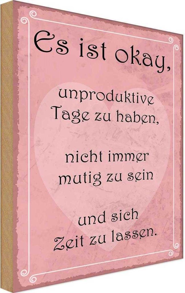 vianmo Holzschild 40x30 cm ist ok unproduktive Tage haben Dekoration