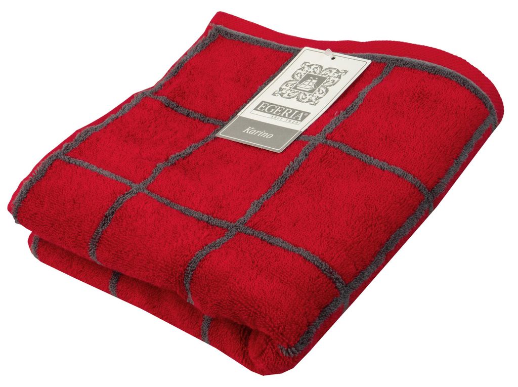 Egeria Handtuch Karino 50 x 100 cm rot modern kariert, rot, grau