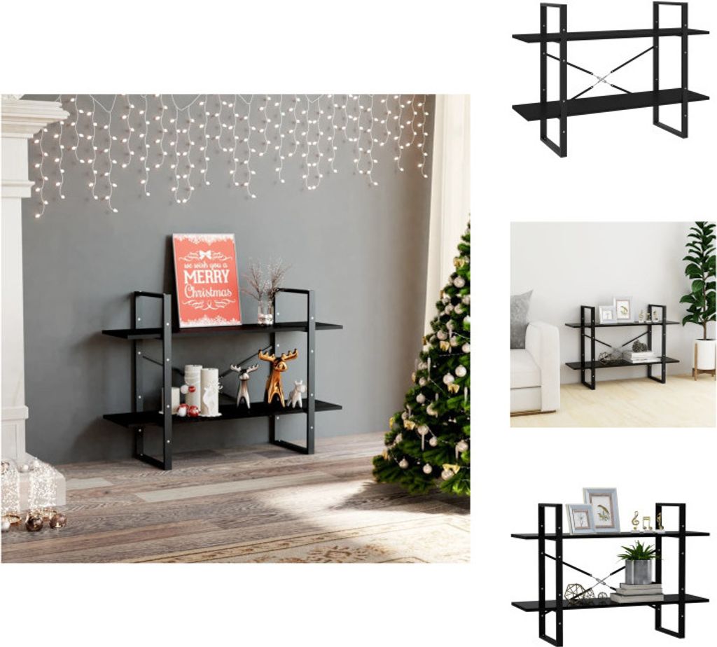 vidaXL Bücherregal 2 Fächer Schwarz 100x30x70 cm Holzwerkstoff - Bücherregale & Bücherschränke