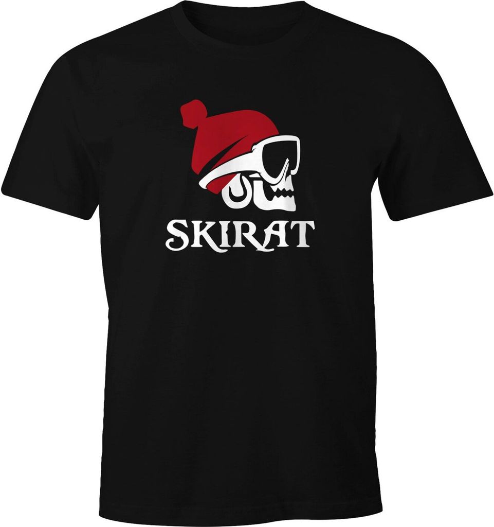 Herren T-Shirt Skirat Ski-Fahrer Snowboard-Fahrer Wintersportler Pirat lustig Fun-Shirt Moonworks schwarz 3XL